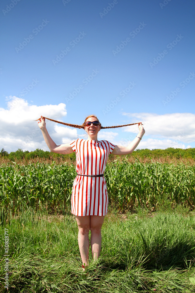 Red hair girl with braid Red hair girl with braid
