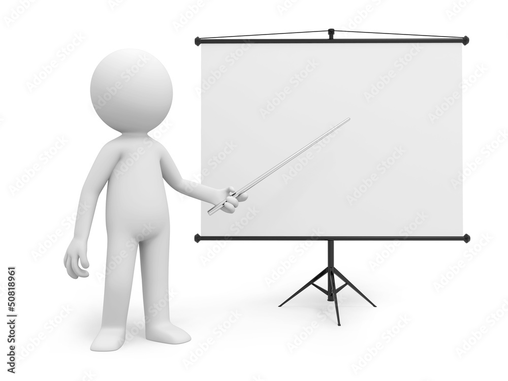 A 3d man introducing something at a projector A 3d man introducing something at a projector