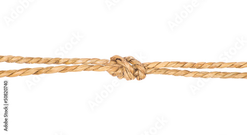 Rope with knot isolated on white