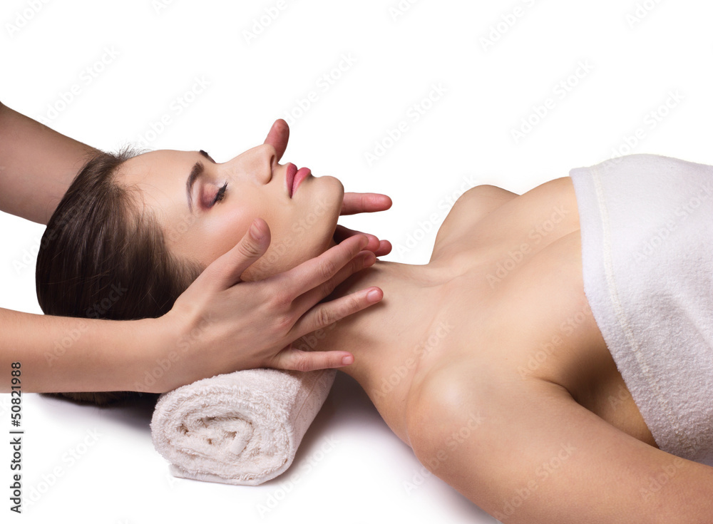 facial massage for  young woman