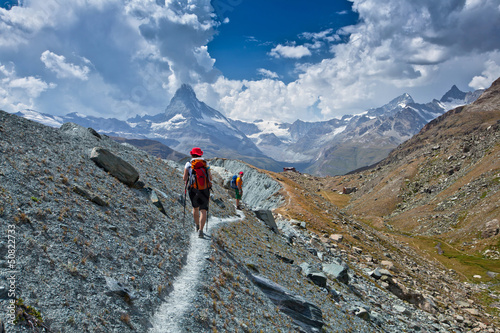 Switzerland - Matterhorn view hikers