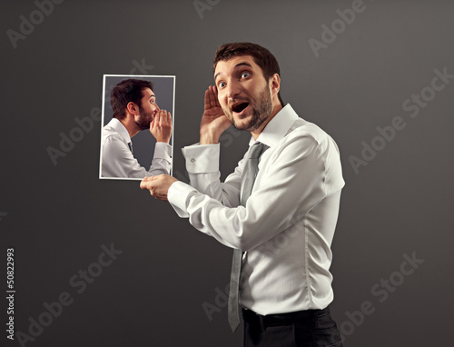 man listening his inner voice