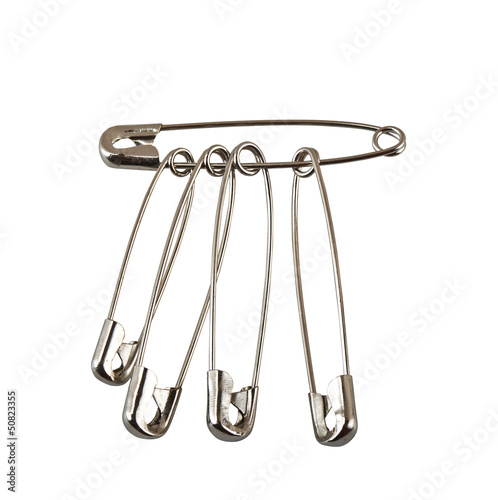 series of safety pin isolated on white background. ( clipping pa