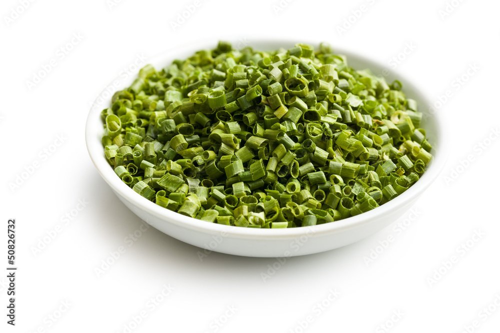 green chives in ceramic bowl green chives in ceramic bowl
