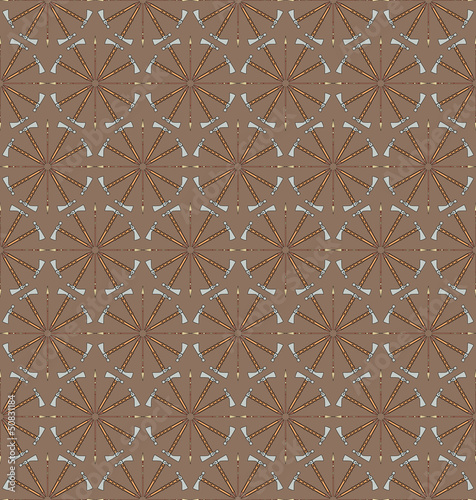 seamless pattern with tomahawks and spears in a circle