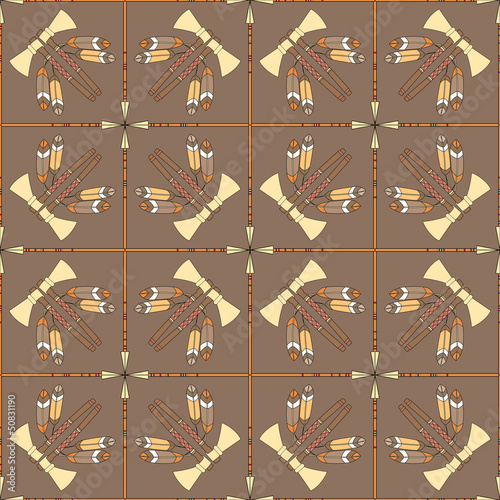 seamless pattern with tomahawks and spears