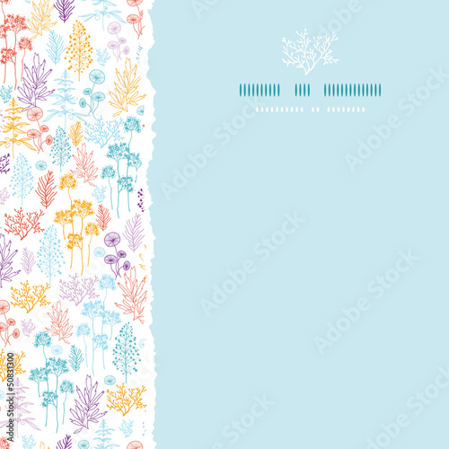 Vecto colorful flowers and plants square torn seamless pattern