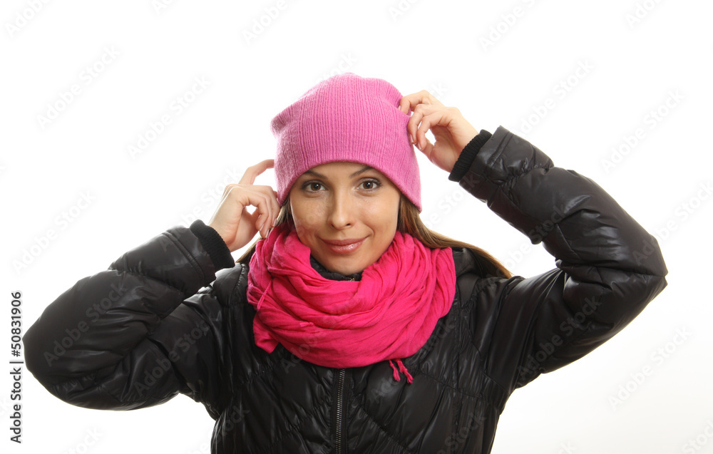 Winter girl portrait isolated on white. Winter girl portrait isolated on white.