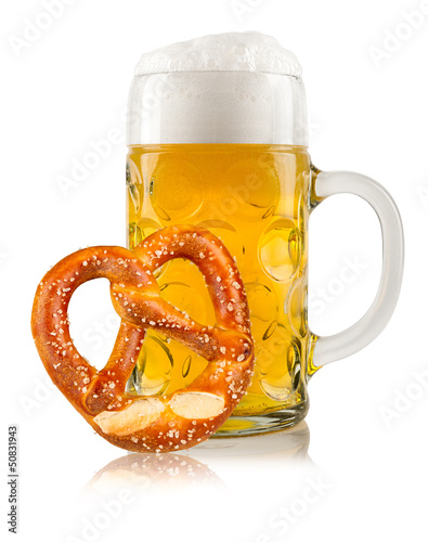 oktoberfest beer with pretzel photo