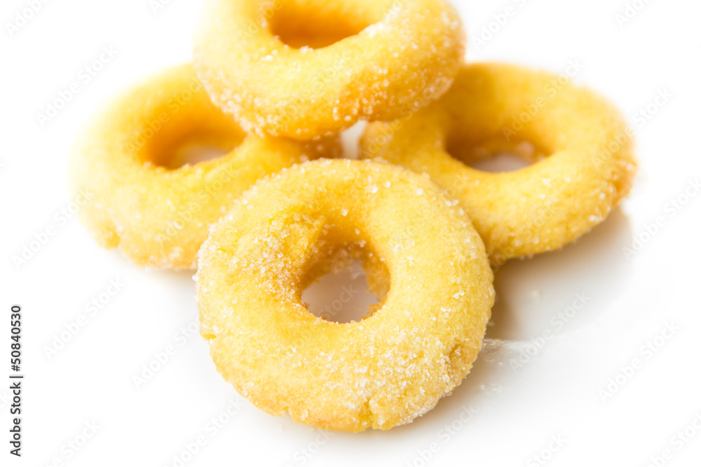 donuts with sugar on white background