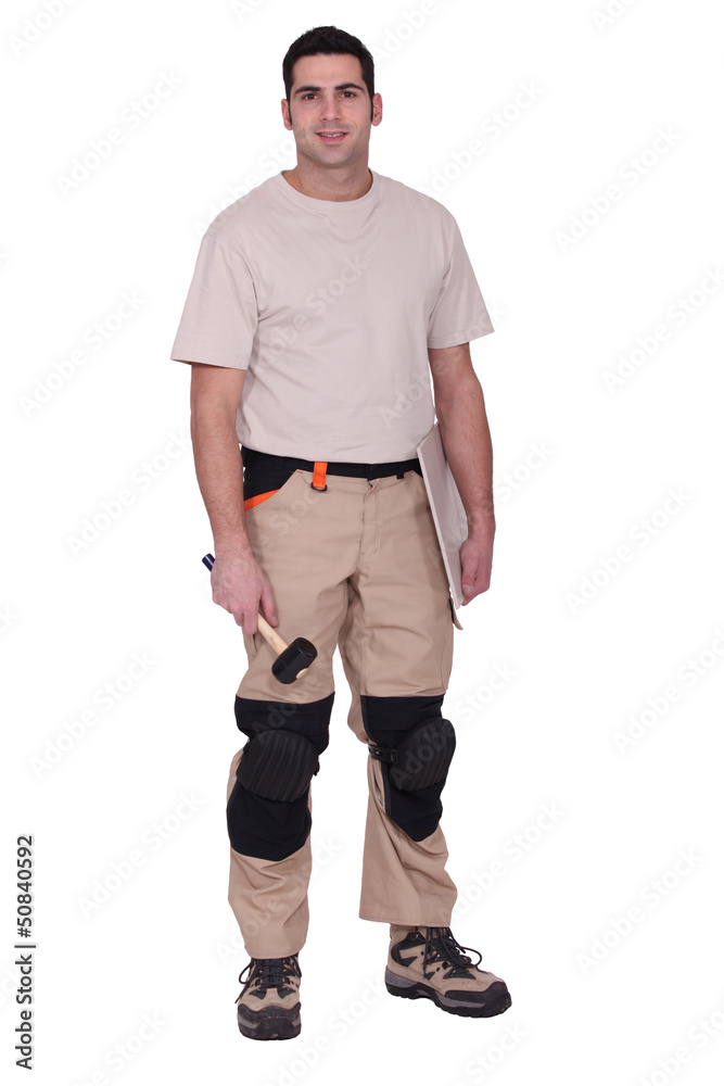 Fototapeta premium Workman standing on white background