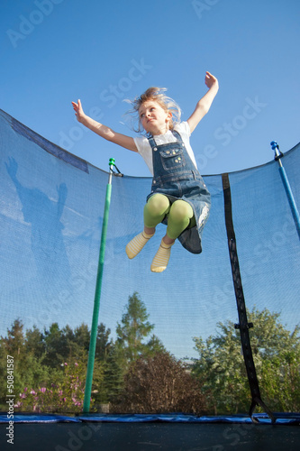 mädchen, kind, trampolin, springen, child, jumping