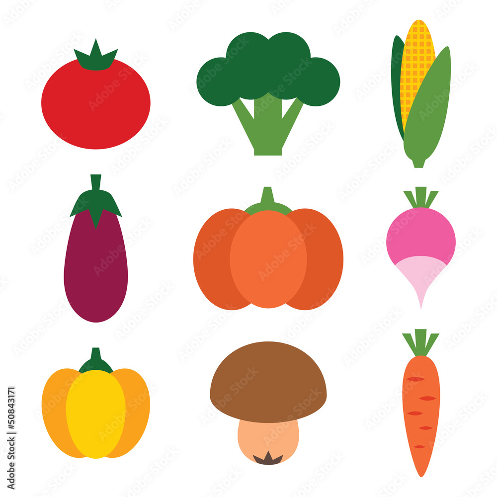 Set of vegetables isolated on white Set of vegetables isolated on white