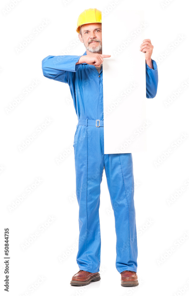 Worker with a blank Worker with a blank