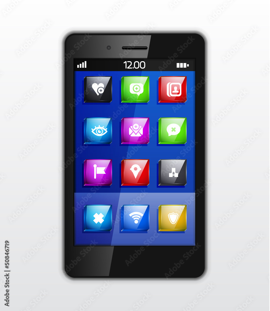 Mobile phone applications vector concept