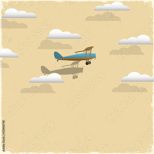 Retro airplane and clouds from paper