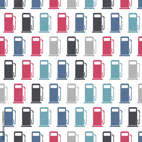 Seamless pattern with gas stations signs