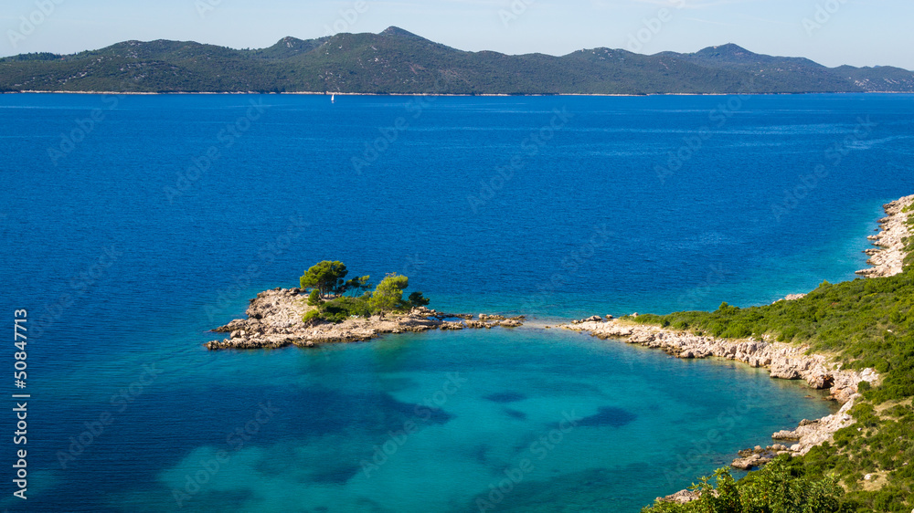 Seascape with small island near Dubrovnik
