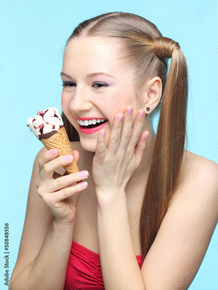 Young woman with ice cream