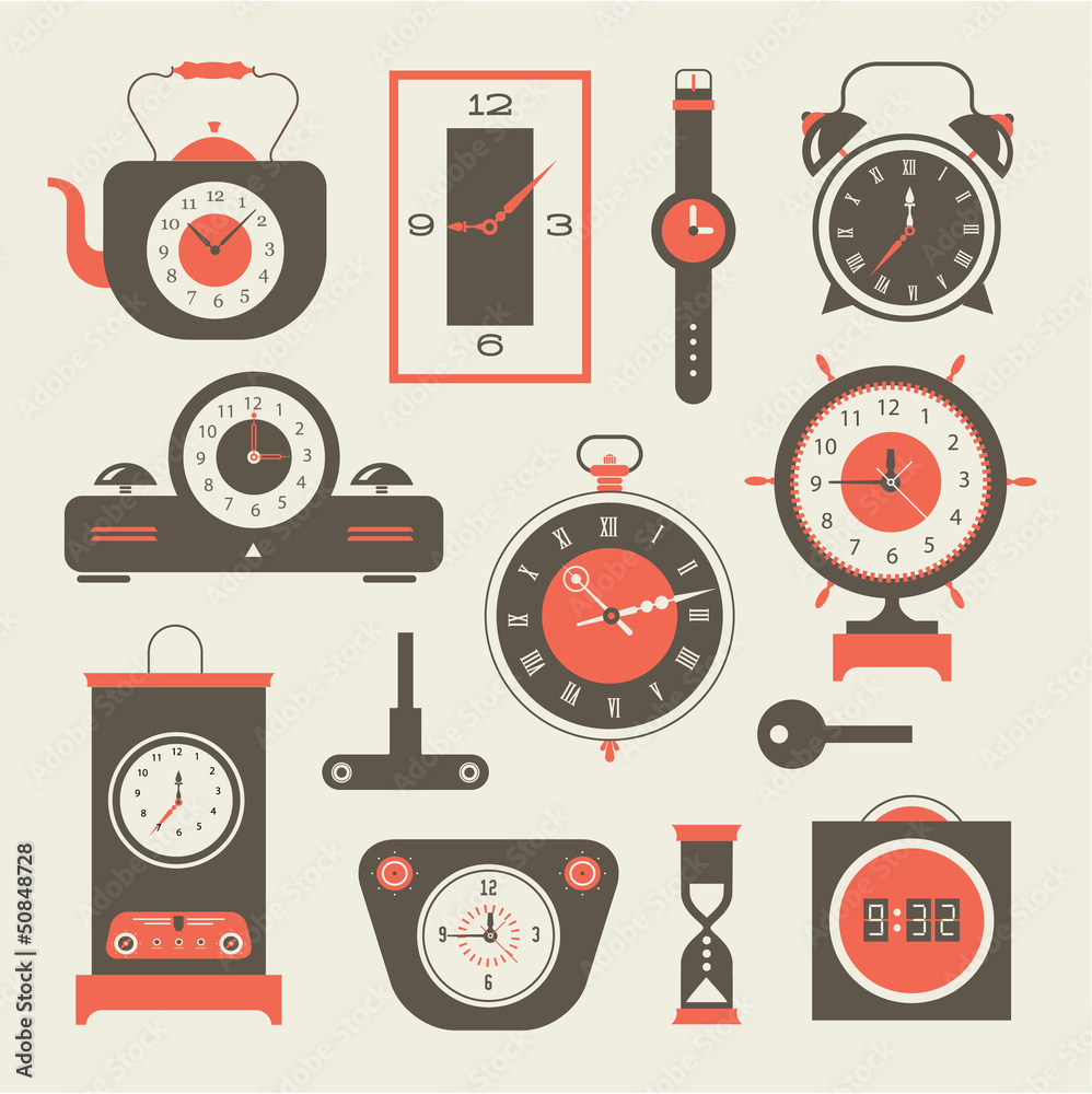 Naklejka premium Vector clock icons set