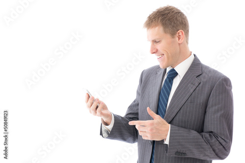 a young businessman on white background