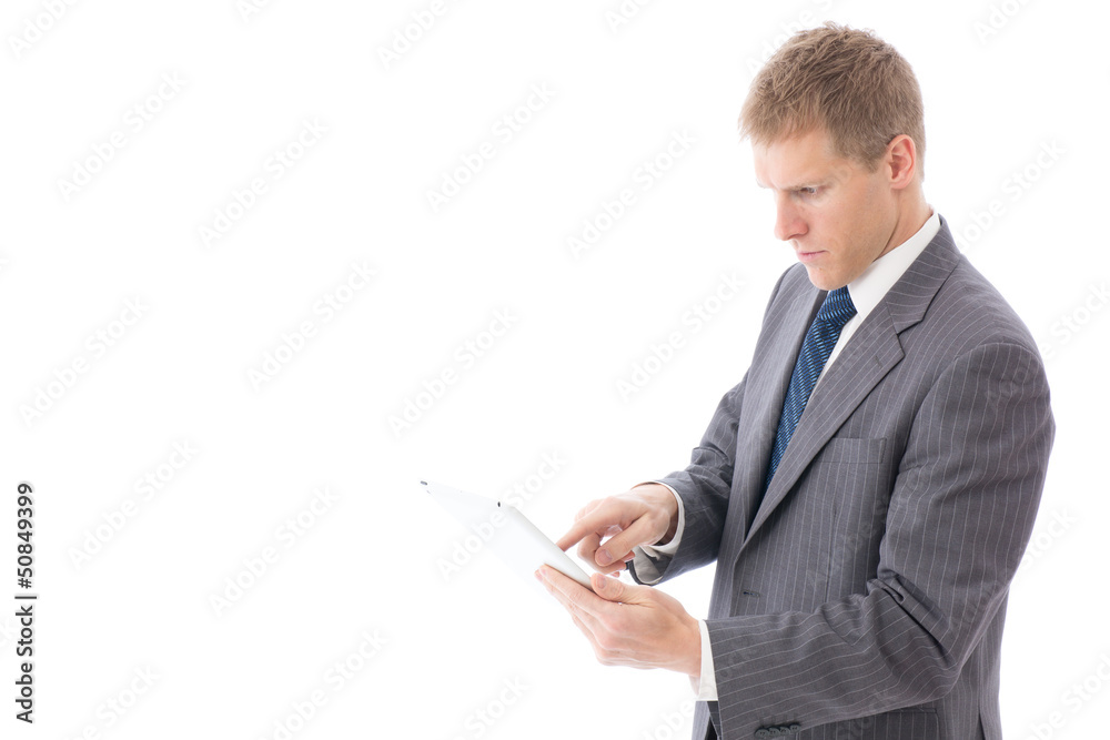a young businessman on white background a young businessman on white background