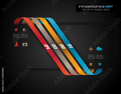 Infographic design template with paper tags.