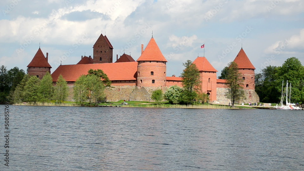 ancient trakai castle in island surrounded by galve lake ancient trakai castle in island surrounded by galve lake