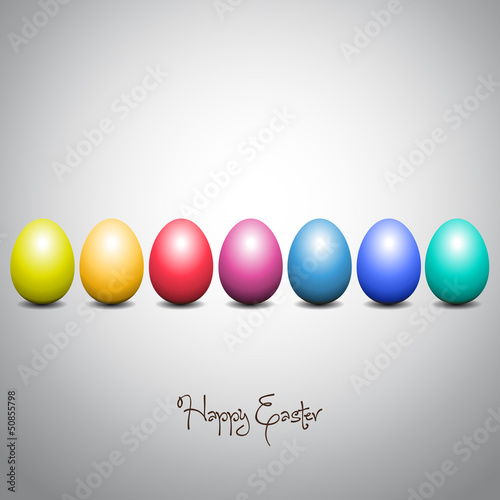 Happy Easter Card - Rainbow colored eggs