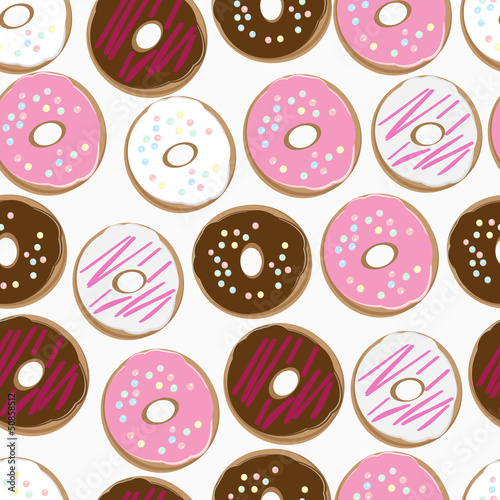 Seamless background of assorted doughnuts