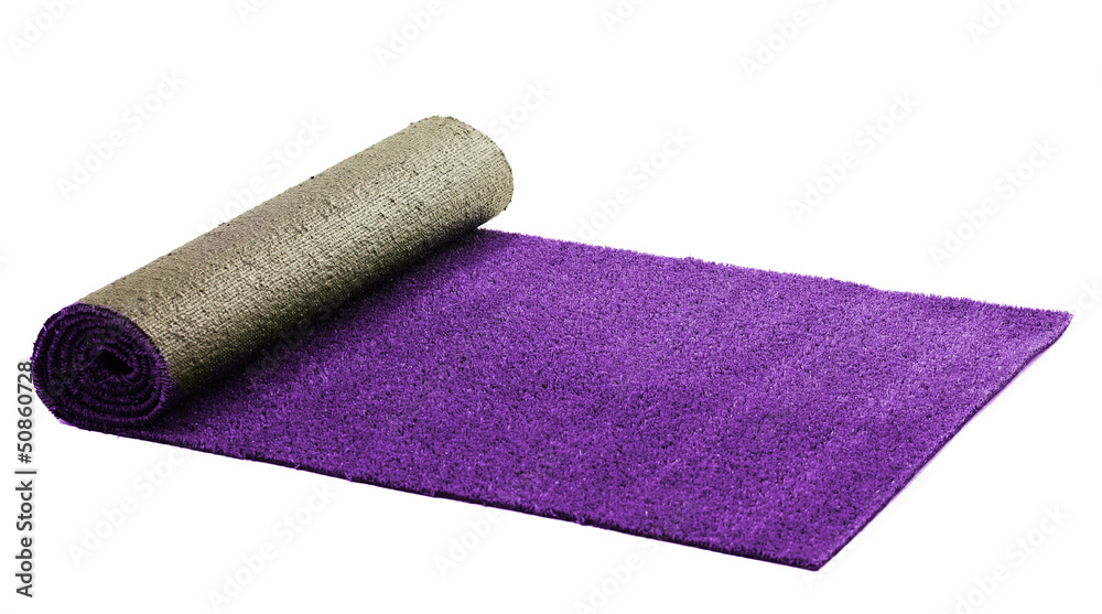Artificial rolled violet grass, isolated on white Artificial rolled violet grass, isolated on white