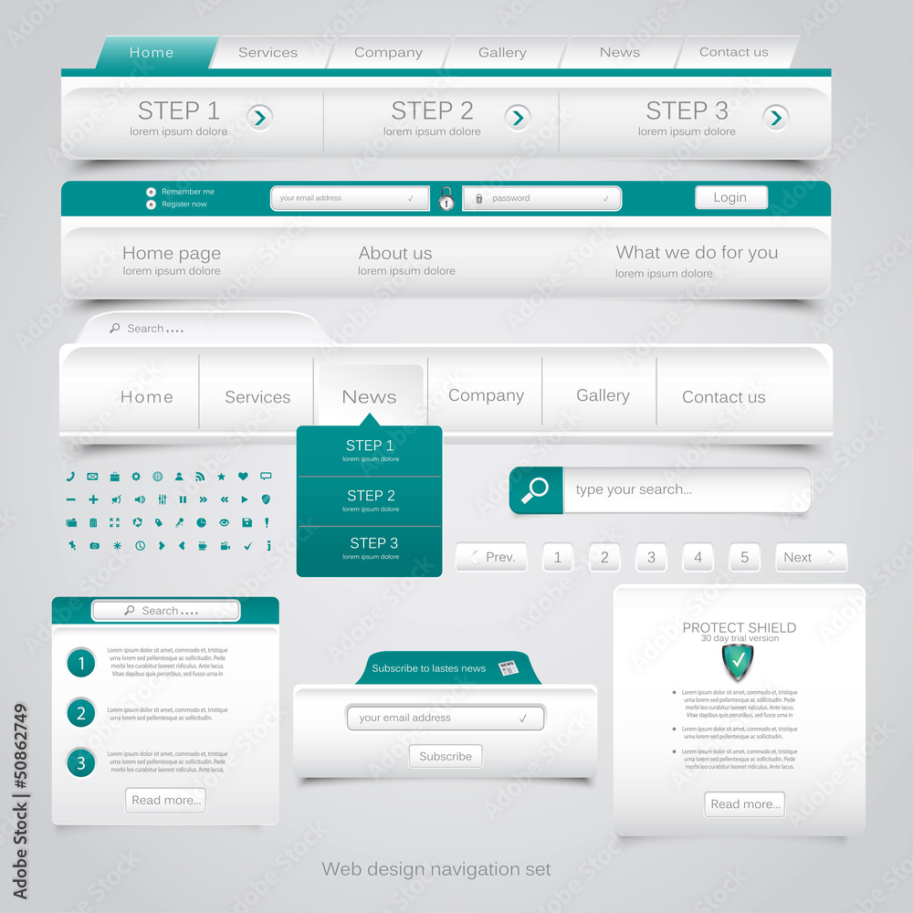 Web design navigation set. Vector Web design navigation set. Vector