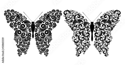 ornamented butterflies vector