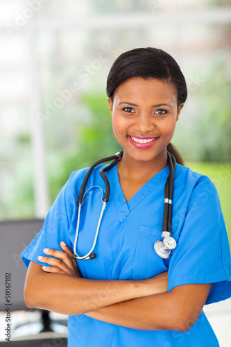 afro american female medical intern in modern office © michaeljung