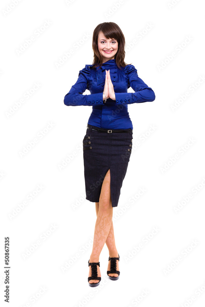 Fototapeta premium Businesswoman with hands in prayer