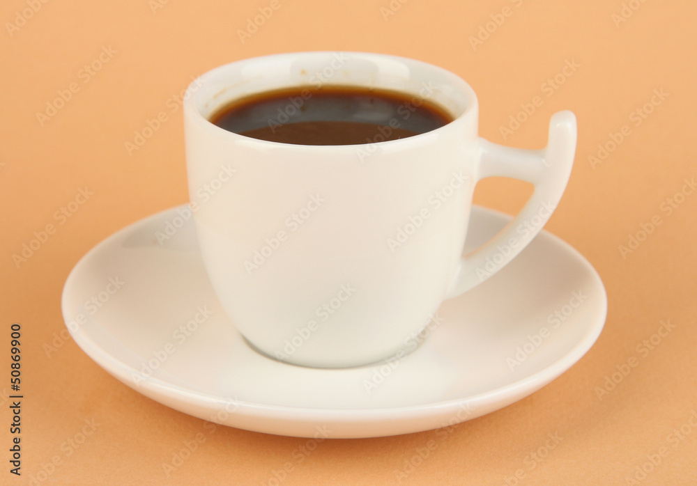 Cup of strong coffee on beige background Cup of strong coffee on beige background