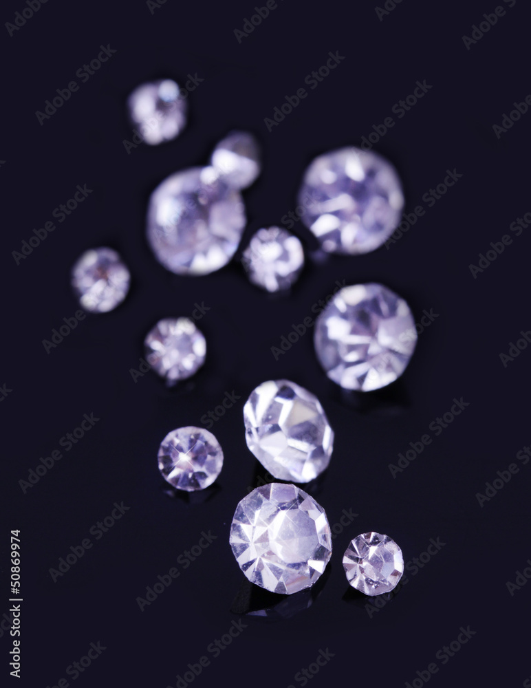 Beautiful shining crystals (diamonds), on black background Beautiful shining crystals (diamonds), on black background