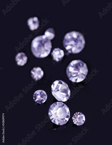 Beautiful shining crystals (diamonds), on black background