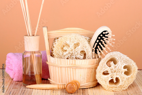 Obraz na płótnie Loofah on color background