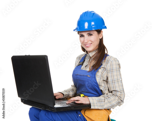 Female Worker Working On Laptop