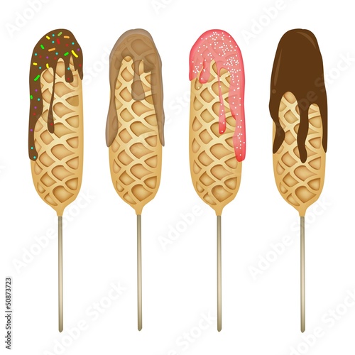 Freshly Corn Dogs or Hot Dog Waffles in Various Taste