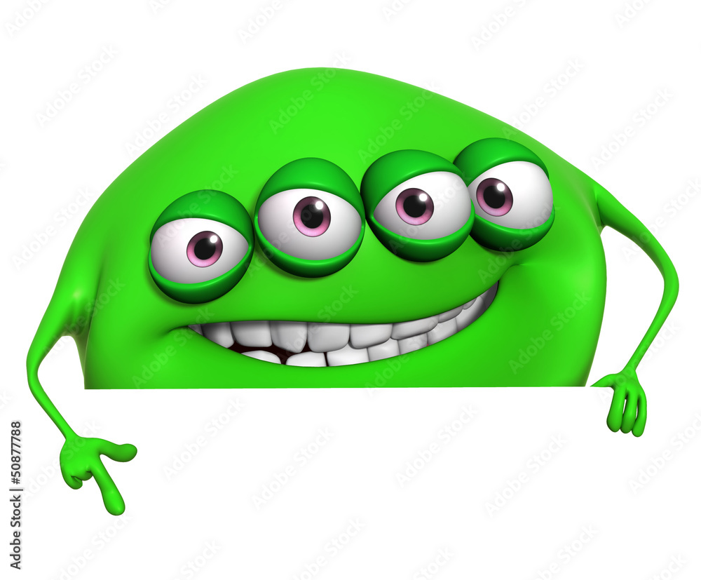 3d cartoon green monster