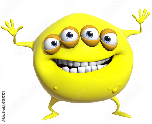 3d cartoon yellow monster