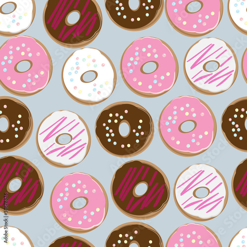 Seamless background of assorted doughnuts