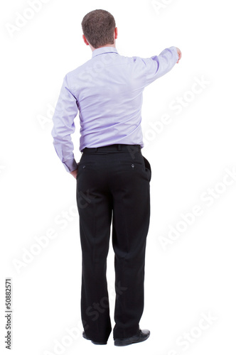 Back view of pointing business man