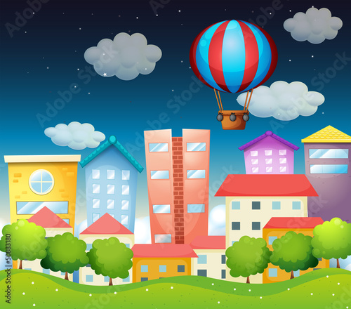 An air balloon at the city