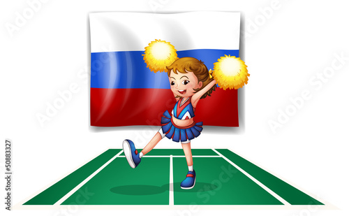 The cheerleader and the Russian flag