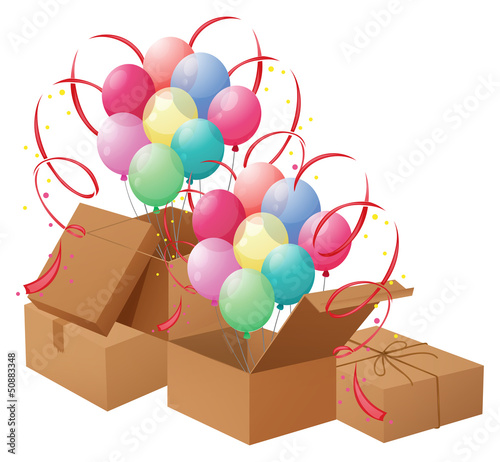 The balloons and the boxes