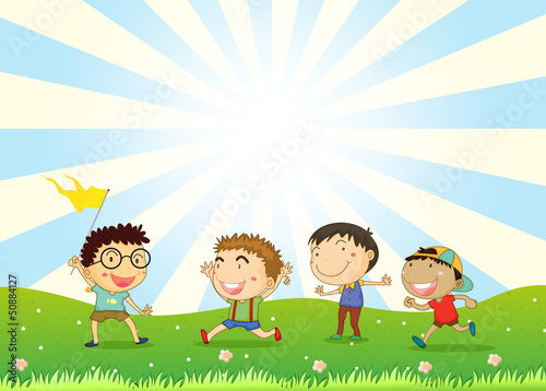 Boys playing in the hill