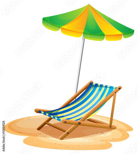 A bench with a summer umbrella
